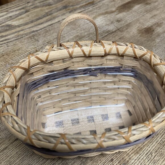 VTG Woven Wall Basket Artisan Handmade Cottagecore Farmhouse Decor Small Signed - Picture 6 of 10